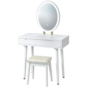 White Touch Screen 3 Lighting Modes Vanity Makeup Table Set