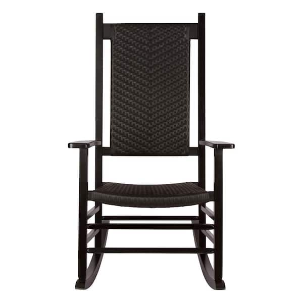 Shine Company Hampton Porch Rocker Black Wood Outdoor Rocking Chair