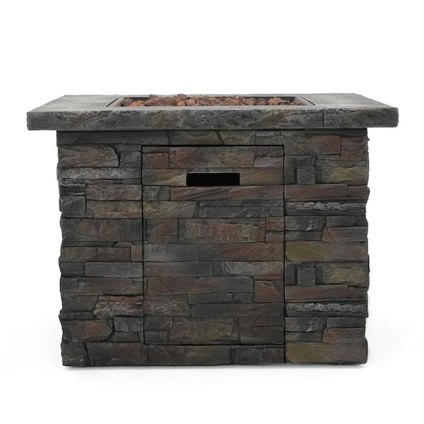 33 in. 40000 Btu Gray Square Fire Pit Table