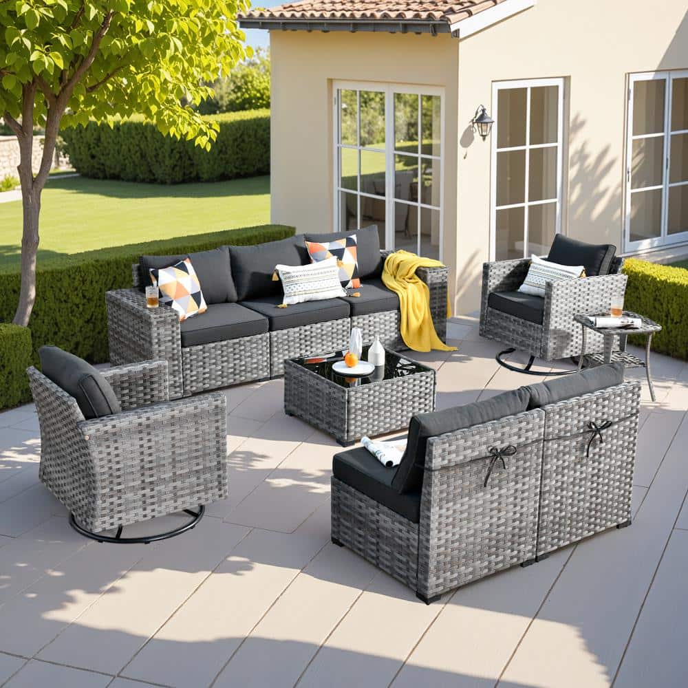 HOOOWOOO Howell 9-Piece Wicker Outdoor Furniture Patio