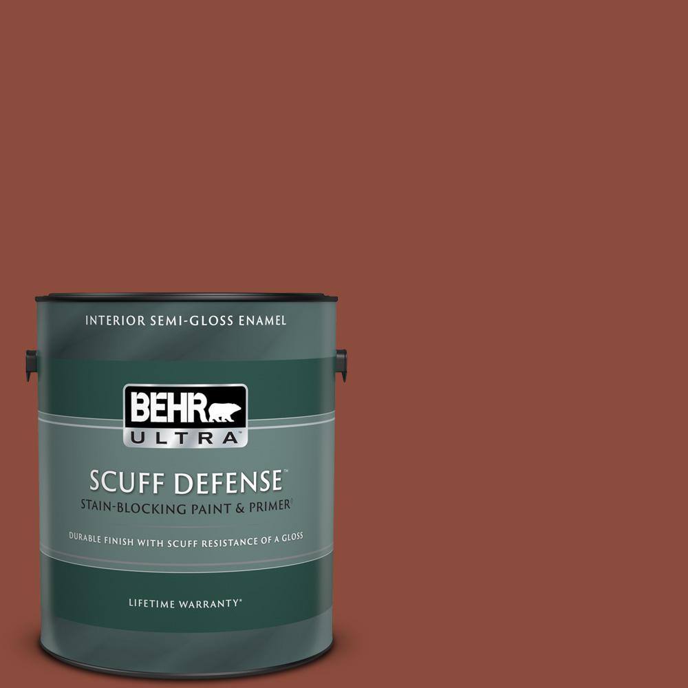 1 gal. #QE-14 Spiced Red Extra Durable Semi-Gloss Enamel Interior Paint & Primer