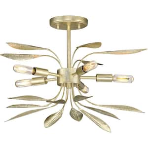Mariposa Collection 5-Light Gilded Silver Luxe Hanging Pendant Light