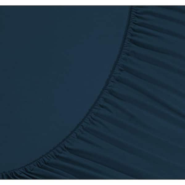 Elegant Comfort 4-Piece Navy Blue Solid Microfiber Full Sheet Set