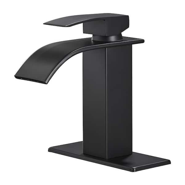 cobbe Arc Waterfall Single Handle Single Hole Bathroom Faucet in Black