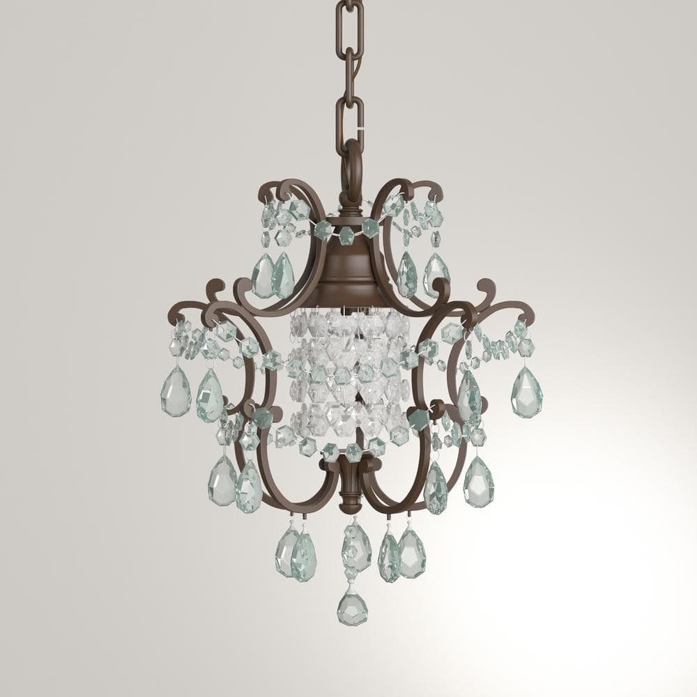Versailles Spirit Mini Chandelier in British Bronze with Faceted Crystals