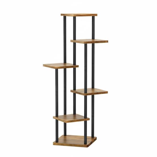6 Tier Black Wood Plant Stand (11.8 in. W x 52.16 in. H)