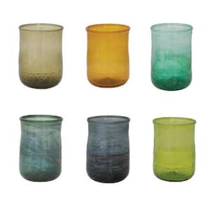 15.71 oz. Assorted Colors Embossed Votive Drinking Glass (Set of 6)