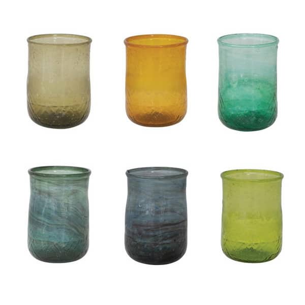 Storied Home 15.71 oz. Assorted Colors Embossed Votive Drinking Glass (Set of 6)