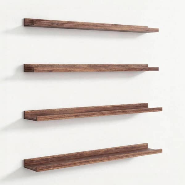 55 in. W x 8 in. D Walnut Floating Shelves for Wall (Set of 2