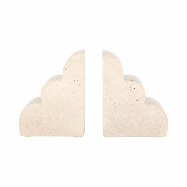 Ivory 5 in. Stone Modern Glam Cloud Bookends (Set of 2)