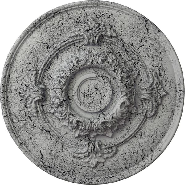 Ekena Millwork 1 in. x 13-3/4 in. x 13-3/4 in. Polyurethane Monique Ceiling Medallion, Ultra Pure White Crackle