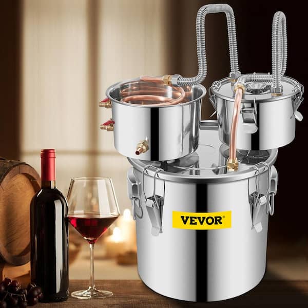 8 Gal. Alcohol Distiller Stainless Steel Double Thumper Keg Home Brewing Kit with Copper Tube and Water Pump