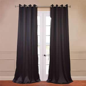 Jet Black Grommet Curtain Room Darkening Shades- 50 in. W X 108 in. L  Single Panel Curtains and Drapes