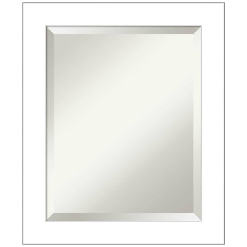 White Beveled Rectangular Bathroom Vanity Wall Mirror