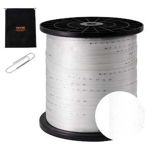 Polyester Pull Tape 3/4 in. x 2103 ft. Tensile Tape Flat Rope 2500 lbs. for Pulling Loading Packing, White