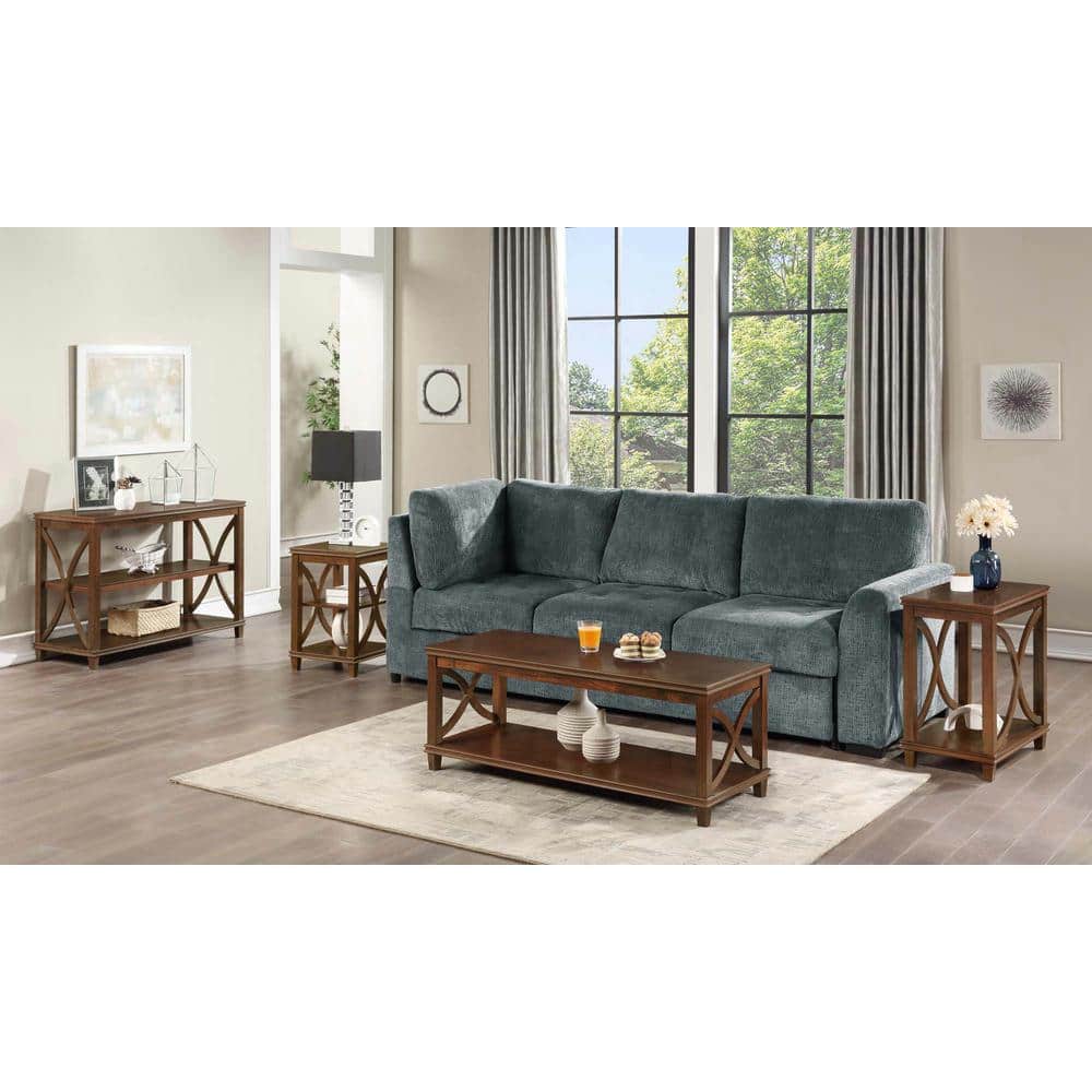 Espresso Oak Veneer 24" Transitional End Table with Shelves