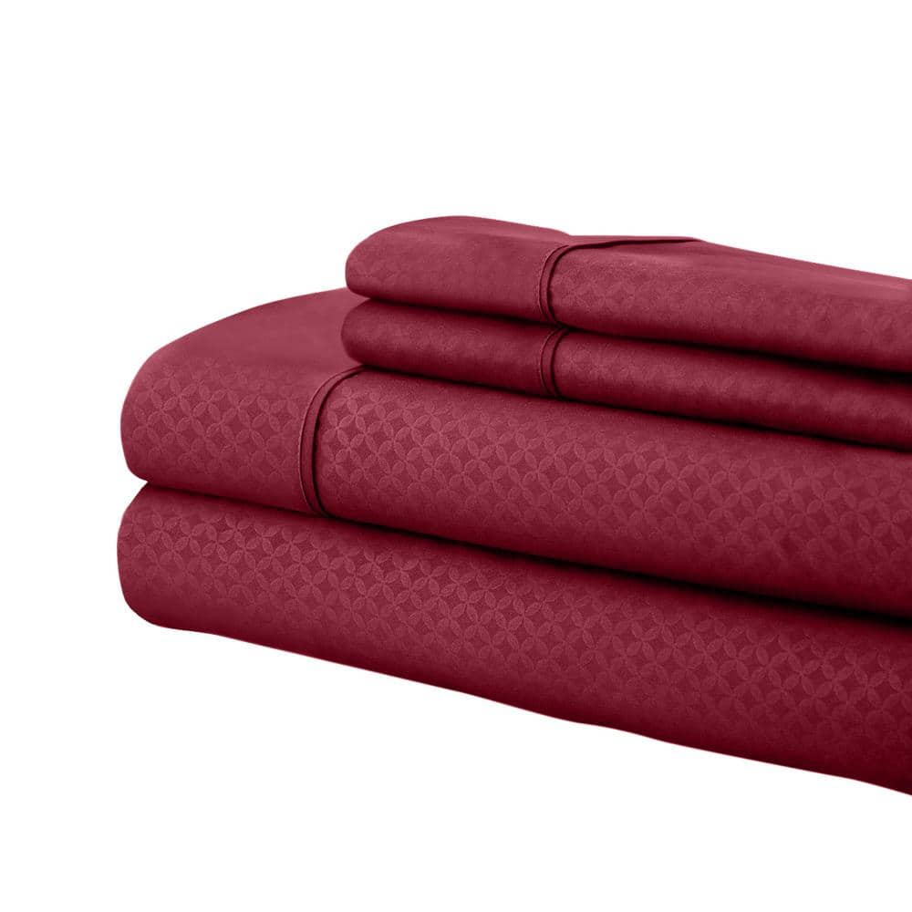 Twin Burgundy Microfiber Deep Pocket Sheet Set