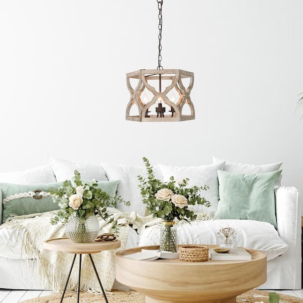 Living Design 42-Light Antique Brass Chandelier With Bamboo Pipes