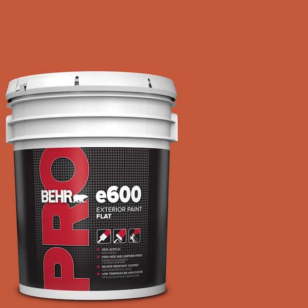 BEHR PRO 5 gal. #BIC-31 Fire Coral Flat Exterior Paint