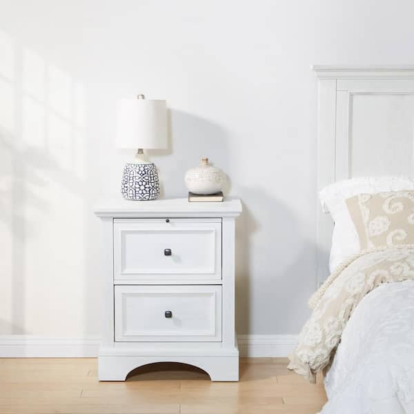 Boahaus Ibiza Modern Nightstand with Two Drawers store White, for Bedroom