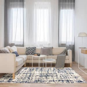 Anjou Myra Blue 9 ft. x 13 ft. Abstract Shag Indoor Area Rug