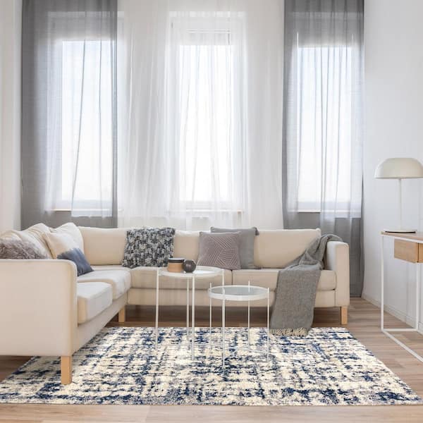 Anjou Myra Blue 9 ft. x 13 ft. Abstract Shag Indoor Area Rug