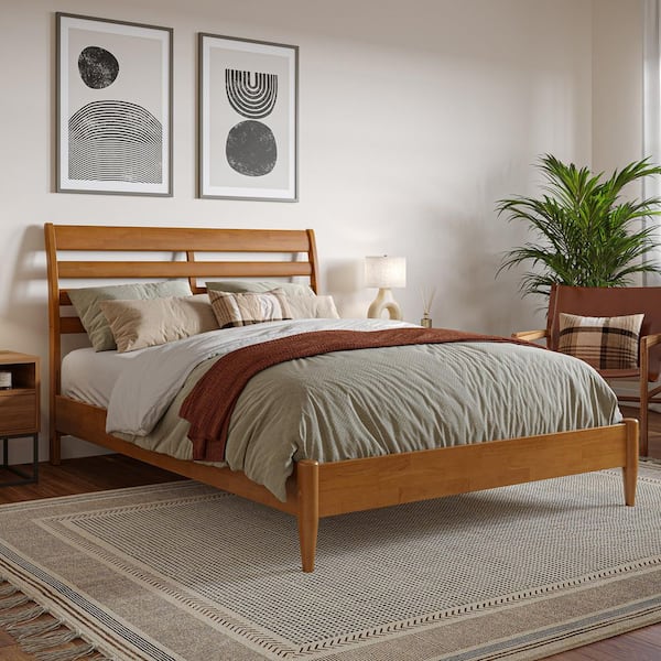 AFI Savannah Light Toffee Natural Bronze Solid Wood Frame Full Low Profile Platform Bed