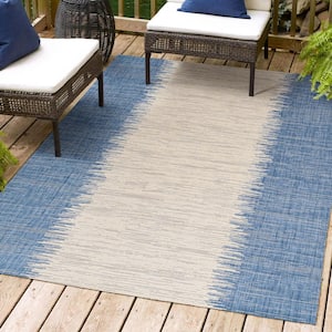 Tavira Modern Stripe Blue/Beige 3 ft. x 5 ft. Indoor/Outdoor Area Rug