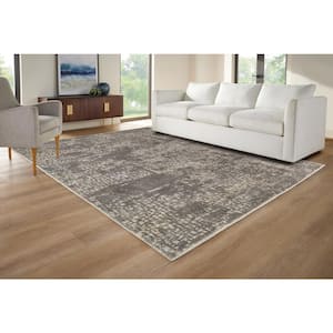 Holliswood 7 ft. x 10 ft. New Cream/Grey Abstract Fade Resistant Area Rug