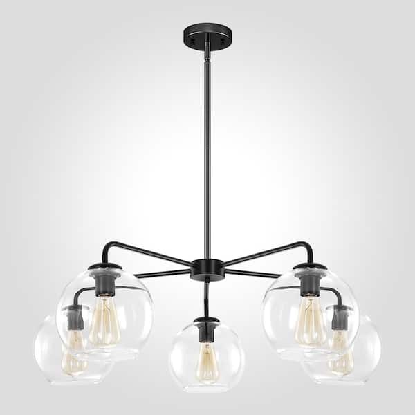 RRTYO Erik 5-Light Black Unique Modern Glass Bubble