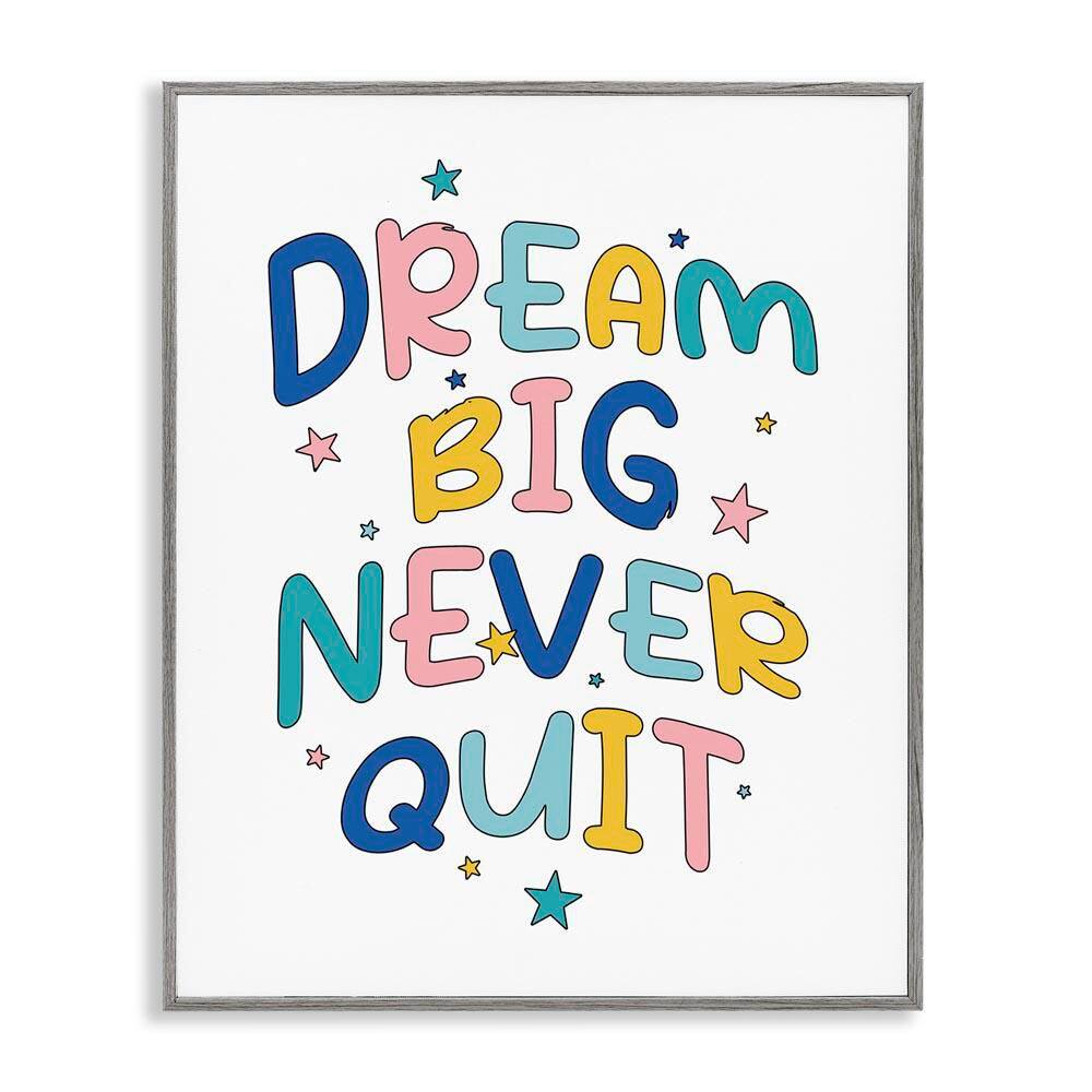 Dream Big Never Quit by Ahmed Sameh Hussein Gray Framed Typography Giclee Art Print 30 in. x 24 in. price history on PriceWatchPro