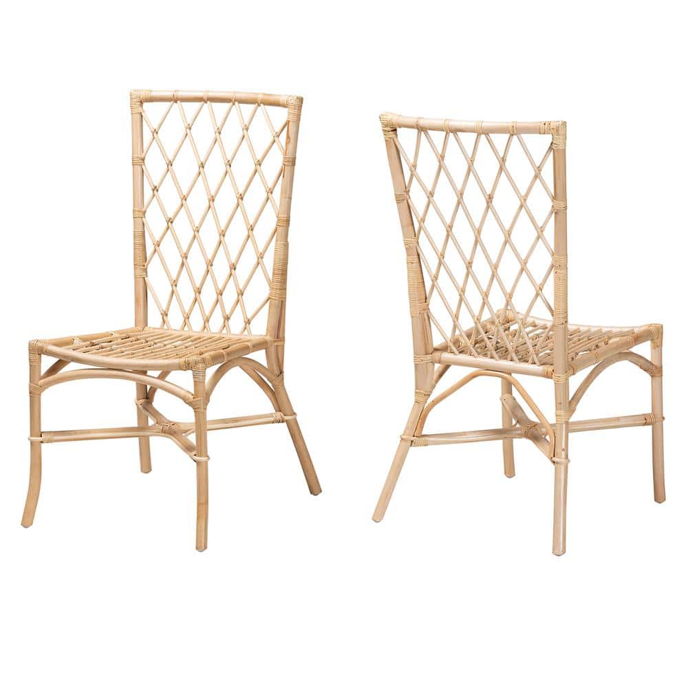 Tropical Serenity Rattan and Cane Bohemian Dining Chair Set