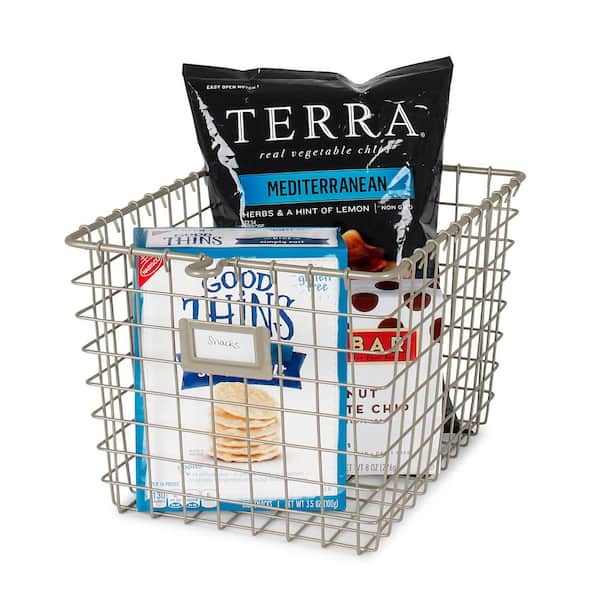 Spectrum 8.875 in. W x 12.875 in. D x 8 in. H Small Storage Basket in Satin Nickel Powder Coat