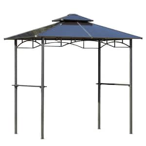 8 ft. x 5 ft. Brown Barbecue Grill Gazebo Tent, Outdoor BBQ Canopy with Side Shelves, and Double Layer PC Roof