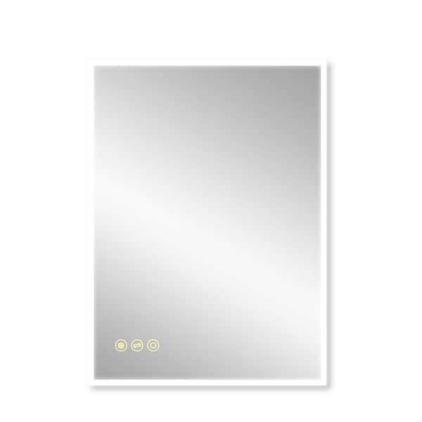 Maincraft 22 in. W x 30 in. H Rectangular Frameless Anti-Fog Wall Mounted LED Light Bathroom Vanity Mirror in Silver