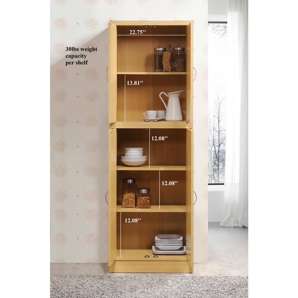 Beech Light Wood Two-Level Kitchen Pantry
