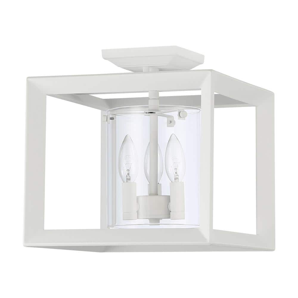Smyth 3-Light 12 in. Semi-Flush in Natural White with Clear Glass price history on PriceWatchPro