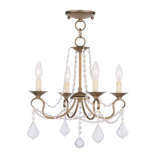 Livex Lighting Providence 4-Light Antique Gold Leaf Incandescent Ceiling Pendant