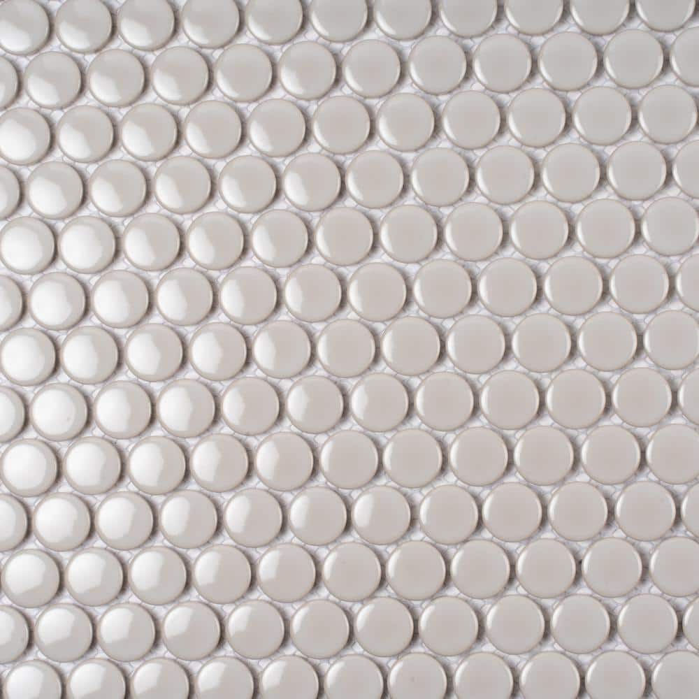 Portland Gray Glossy Porcelain Penny Round Mosaic Tile