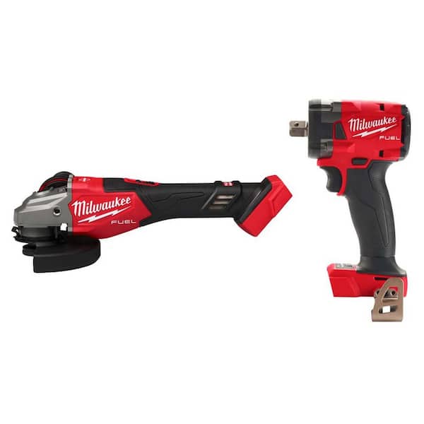 M18 FUEL 18V Lith-Ion Brushless Cordless 4-1/2 in. /6 in. Braking Grinder w/ Slide Switch w/ 1/2 in. Impact Wrench