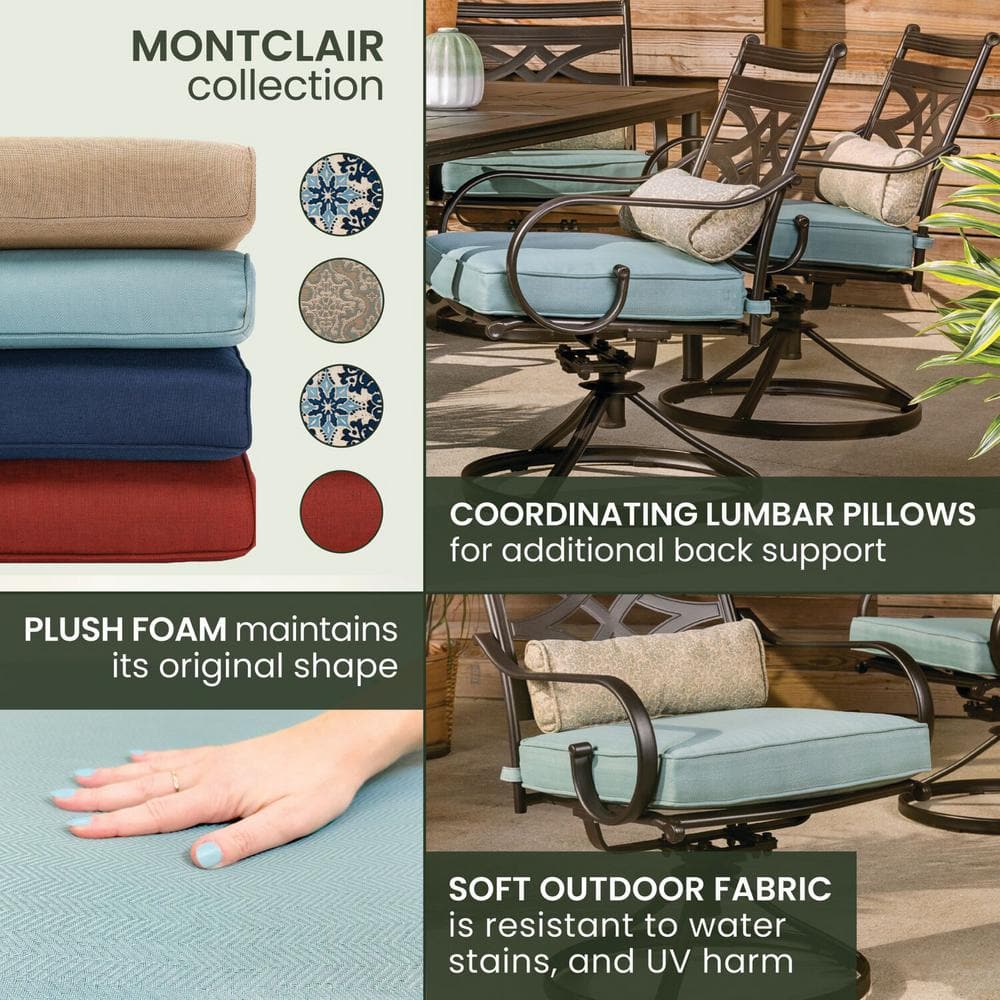Montclair Ocean Blue & Brown 5-Piece Outdoor Dining Set with Swivel Rockers