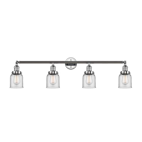 Bell 42 in. 4-Light Polished Chrome Vanity Light with Glass Shade