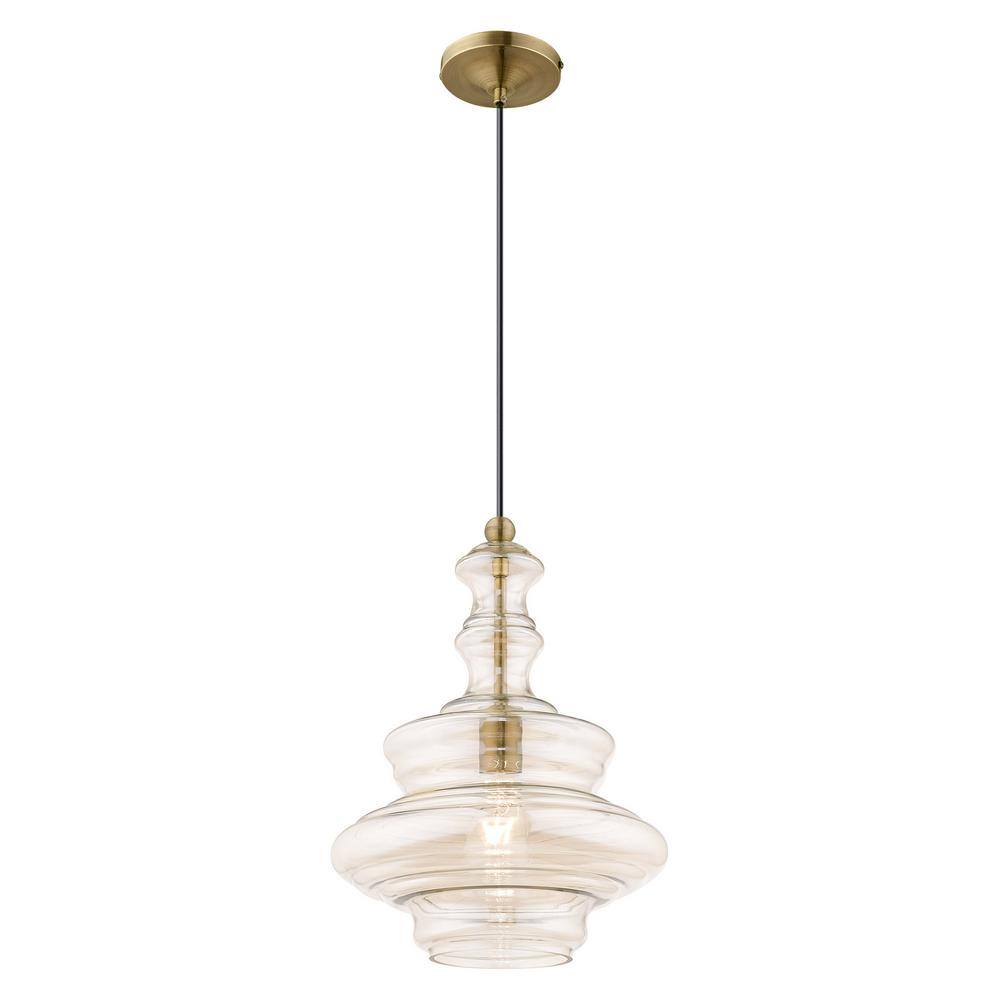 Champagne Glass Mini Pendant with Antique Brass Finish