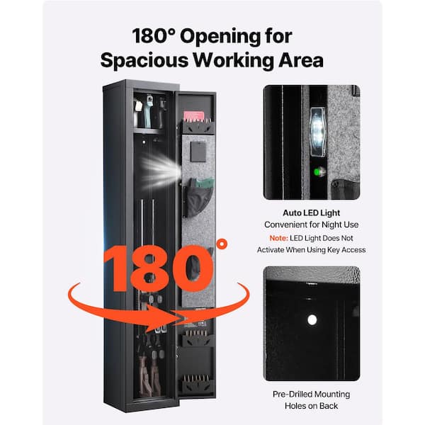 Gun Safe, Heavy-Duty Steel Rifle Cabinet with Digital Keypad, LED, Adjustable Racks for Long Guns (Assembly Required)