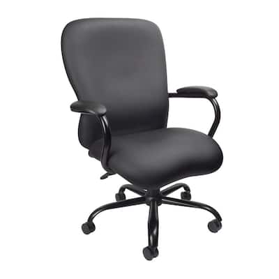 30.5 in. Width Big and Tall Black Vinyl Task Chair with Swivel Seat