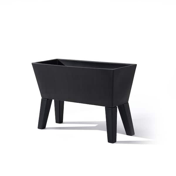 Everton Large Onyx Black Rectangular Plastic Outdoor Planter Box (39.1 in. W x 27 in. H)