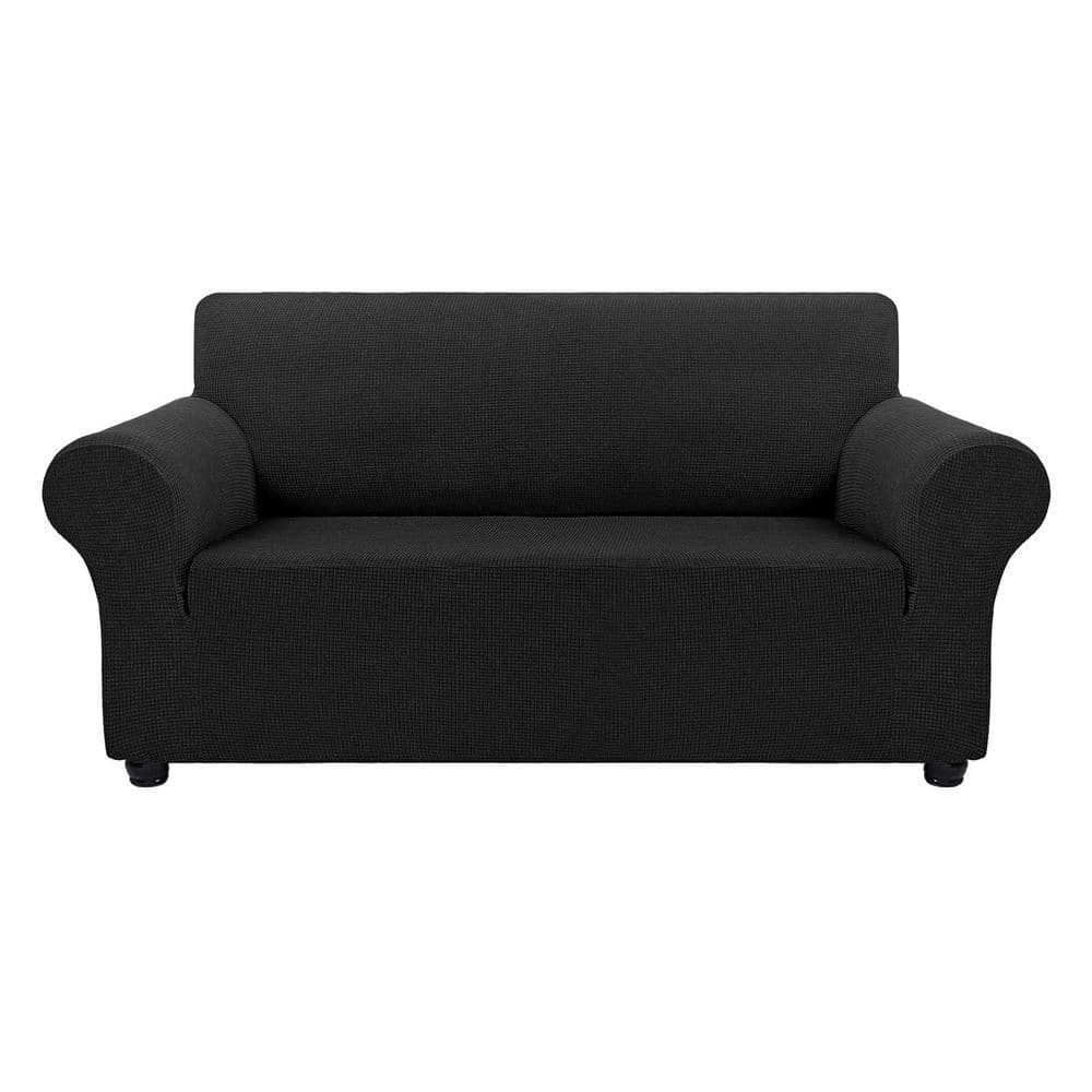 Medium Black Stretch Loveseat Cover Slipcover for 2-Cushion Couch, Furniture Cover Spandex Jacquard Fabric Small Checks price history on PriceWatchPro