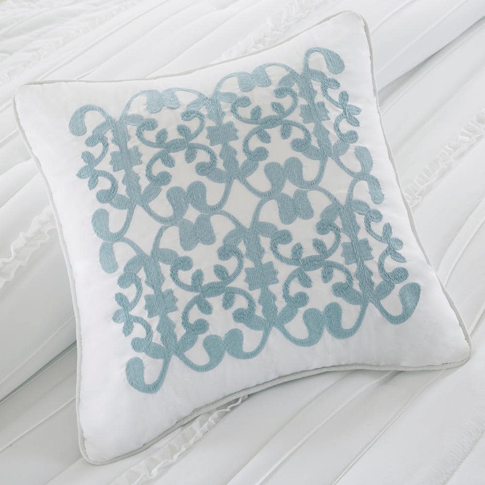 Celeste White Microfiber King Comforter Set with Ruffles