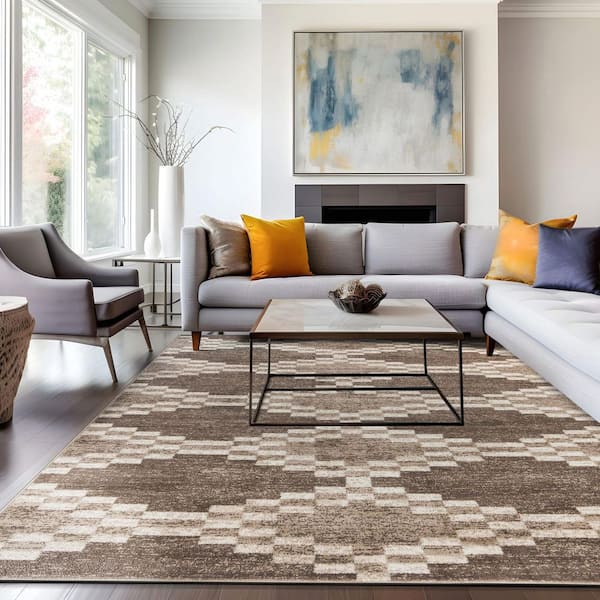 Southwestern Geometric Area Rug Beige 7 ft. 10 in. x 10 ft. Area Rug