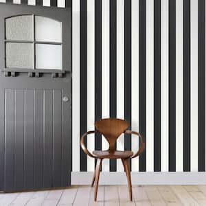 Awning Stripe Black Peel and Stick Wallpaper (Covers 28.18 sq. ft.)